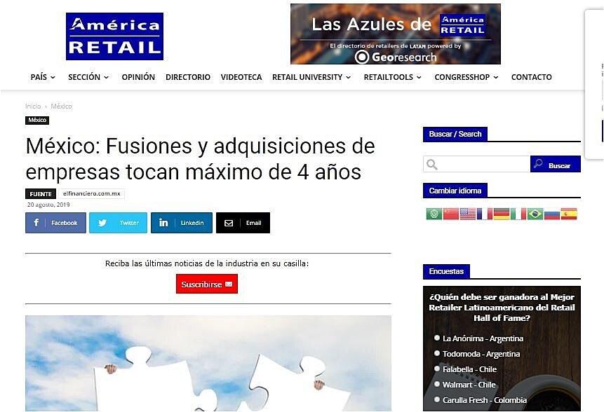 Fusiones y adquisiciones de empresas tocan mximo de 4 aos